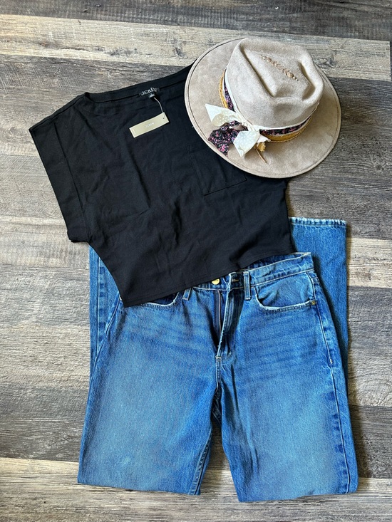 J. Crew Tops - J. Crew Black Short-Sleeve Cropped Pocket Tee